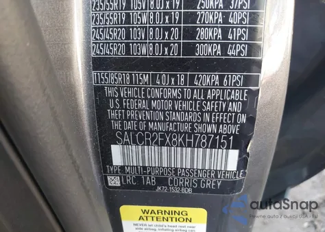 2019 Land Rover Discovery Sport Hse/Landmark Edition from USA, damaged, VIN SALCR2FX8KH787151